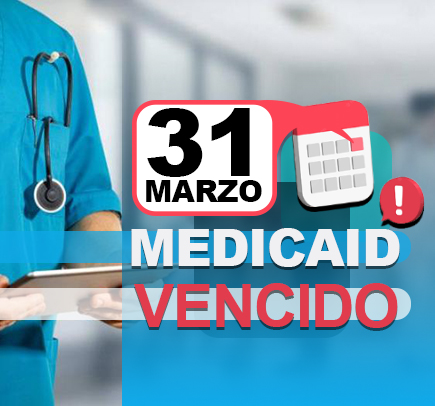 Imagen con una fecha de 31 de marzo indicando que se venci el seguro mdico de medicaid